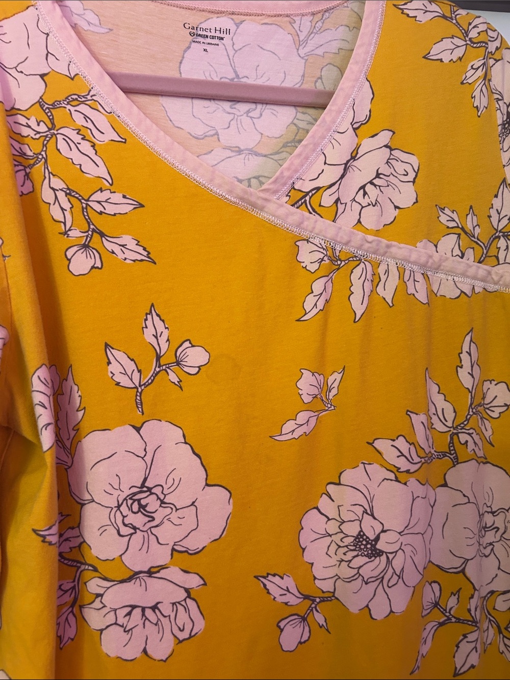 Garnet Hill Yellow Floral Short-Sleeve Nightgown - Picture 4 of 5